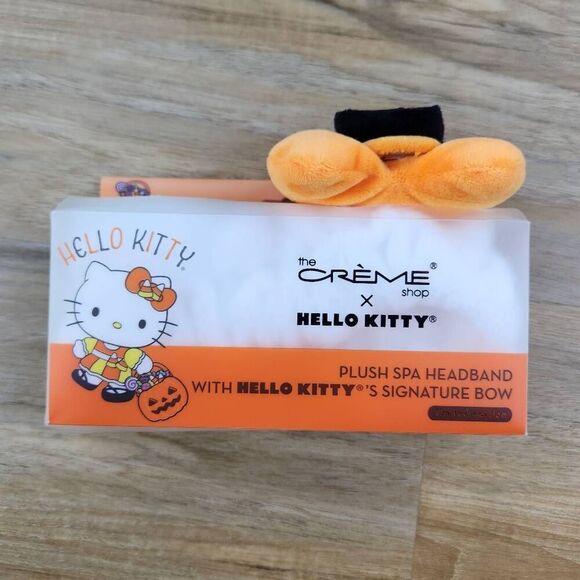 🔹️NIB Hello Kitty White w/Orange Candy Corn Plush Spa Headband - Picture 8 of 10